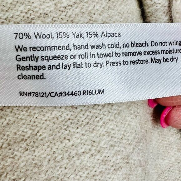 Eileen Fisher Italian Yarn Alpaca Wool Blend Khaki Open Knit Cardigan XS - Picture 8 of 8